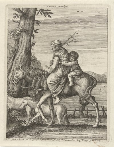 Kvinne og barn på hesteryggen av Hendrick Hondius (I)