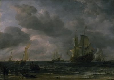 Sender i en bris utenfor den nederlandske kysten av Hendrick Jacobsz Dubbels