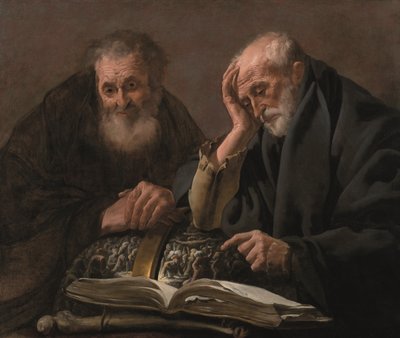 Demokrit og Heraklit, ca. 1619-20 (olje på lerret) av Hendrick Jansz Terbrugghen