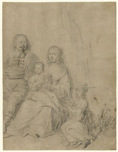 Familiegruppe bestående av et foreldrepar og to døtre av Hendrick Martensz. Sorgh (attributed to)