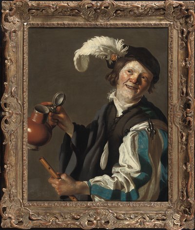 En gutt som holder en fløyte og kanne av Hendrick Jansz Terbrugghen