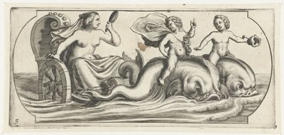 Amfitritt på en vogn Nouveau Livre des Dieux et Deeßes De la Marine Bouckje of Sea Gods and Goddesses (serietittel) av Hendrick de Keyser (I)