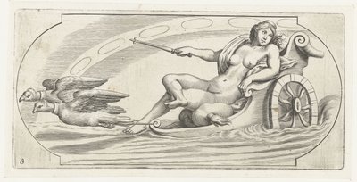 Aurora på en vogn Nouveau Livre des Dieux et Deeßes De la Marine Bouckje van Zeegoden en Goddesses (serietittel) av Hendrick de Keyser (I)