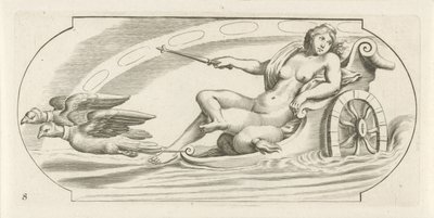 Aurora på en vogn Nouveau Livre des Dieux et Deeßes De la Marine Bouckje van Zeegoden en Goddesses (serietittel) av Hendrick de Keyser (I)