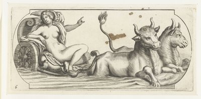 Europa on a Chariot Nouveau Livre des Dieux et Deeßes De la Marine Bouckje van Zeegoden en Goddesses (serietittel) av Hendrick de Keyser (I)