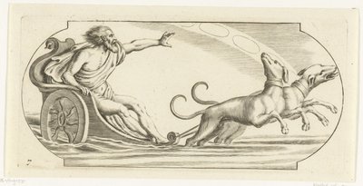 Marsj på vogn Nouveau Livre des Dieux et Deeßes De la Marine Bouckje of Sea Gods and Goddesses (serietittel) av Hendrick de Keyser (I)