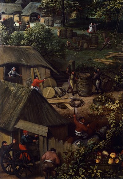 Høsthøstlandskap, av Lucas van Valkenborch (ca. 1530-1597), detalj av Hendrick van den (1530 97) Broeck