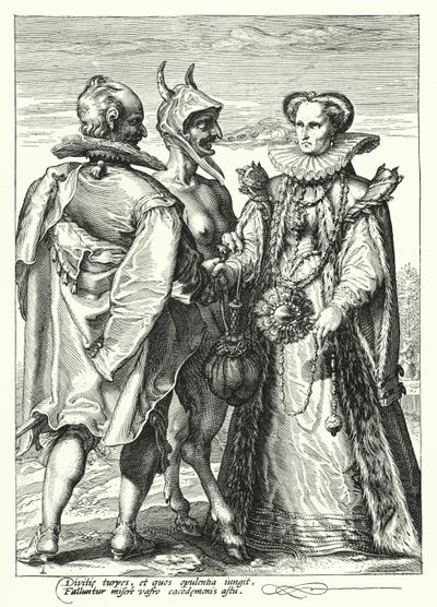 Ekteskap for rikdom forrettet av Satan (gravering) av Hendrik (after) Goltzius