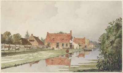 Blekeanlegg bak et skip av Hendrik Abraham Klinkhamer
