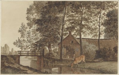 Gård med drikkeku på Biltstraat i Utrecht av Hendrik Abraham Klinkhamer