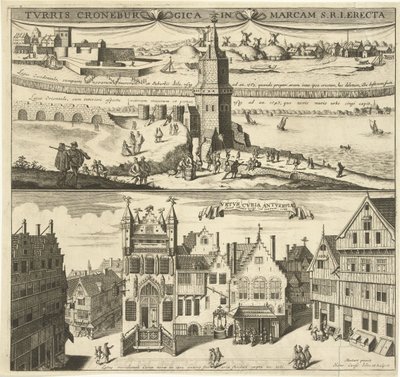 Utsikt over Kroonenburg og det gamle rådhuset i Antwerpen av Hendrik Causé