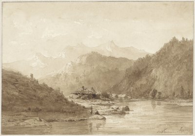 Fjelllandskap med innsjø av Hendrik Dirk Kruseman van Elten