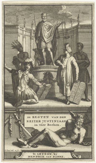 Titelpagina voor De regten van den keizer Justiniaan, Leiden, 1705 de REGTEN van den KEIZER JUSTINIAAN in vier boeken (title on object)   1330196   no       norwegian Successfully Translated  Original: The Imaginary Invalid Translat: The Imaginary Invalid  av Hendrik Elandt