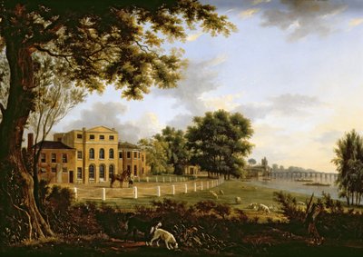 Utsikt over Chelsea Farm med Themsen og Battersea Bridge, 1790 av Hendrik Frans de Cort