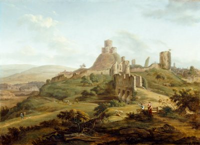 Utsikt over Launceston Castle fra sør av Hendrik Frans de Cort