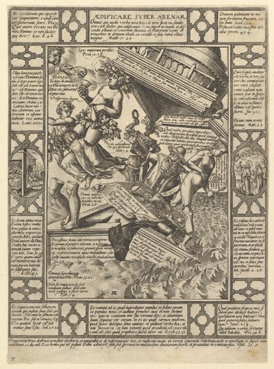 Aedificare Super Arenam, fra Allegories of the Christian Faith, fra Christian and P..., 1575-1617. av Hendrik Goltzius
