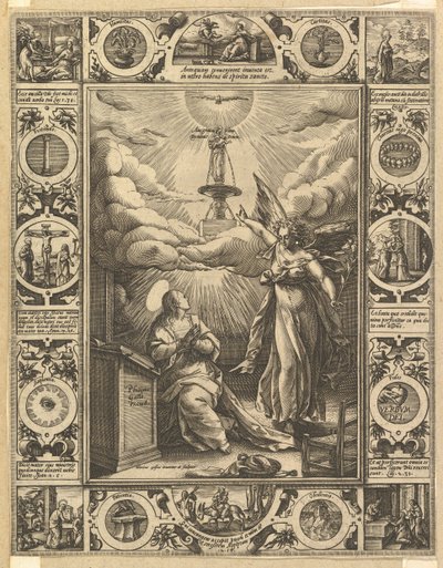 Ave Maria, fra allegoriske scener om Kristi liv, fra kristne og profane allegorier. av Hendrik Goltzius