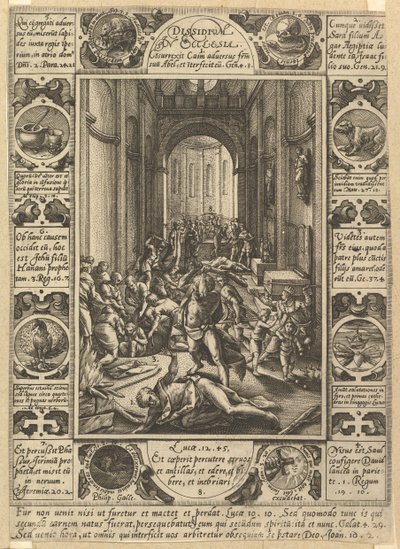 Uenighet i kirken Dissidium i kirken, ca. 1578 av Hendrik Goltzius