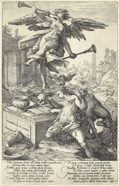 Berømmelse og historie, fra romerske helter, 1586 av Hendrik Goltzius