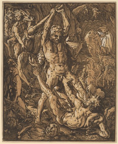 Hercules dreper Cacus av Hendrik Goltzius