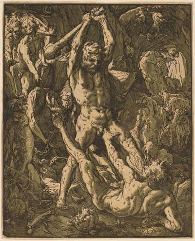 Hercules dreper Cacus av Hendrik Goltzius