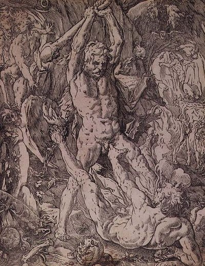 Hercules og Cacus av Hendrik Goltzius