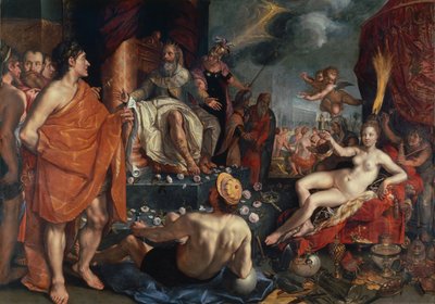 Hermes presenterer Pandora for kong Epimetheus, 1611 av Hendrik Goltzius