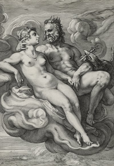 Jupiter og Juno, ca. 1593-94 (gravering på lagt papir) av Hendrik Goltzius