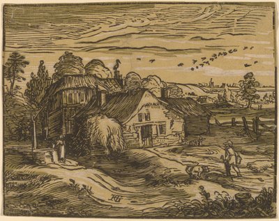 Landskap med gårdshus av Hendrik Goltzius