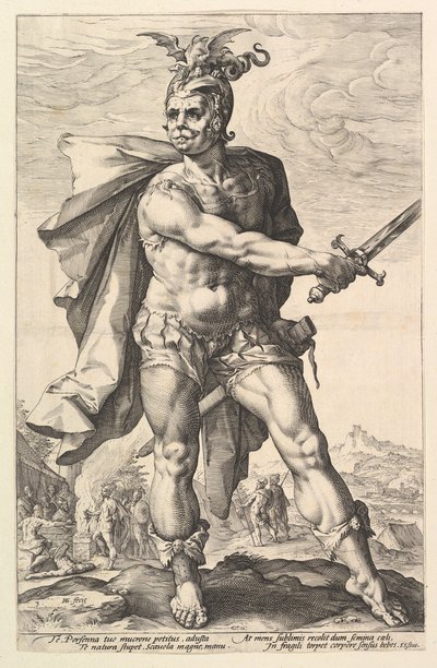 Mucius Scaevola, fra serien The Roman Heroes, 1586 av Hendrik Goltzius