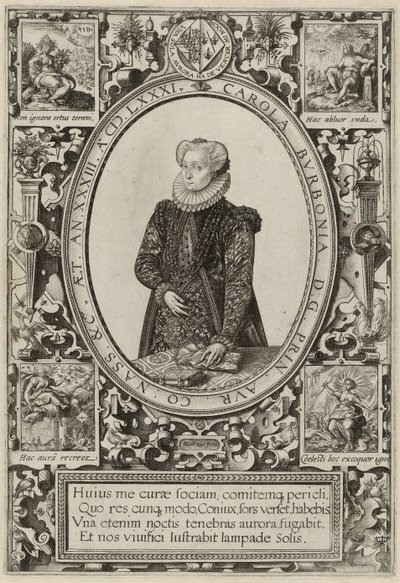 Portrett av Charlotte av Bourbon, 1581 av Hendrik Goltzius