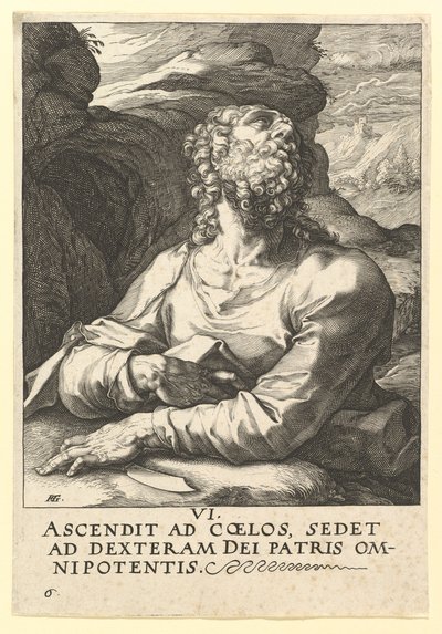 St. Bartolomeus, fra Kristus, apostlene og St. Paulus med trosbekjennelsen, ca. 1589. av Hendrik Goltzius