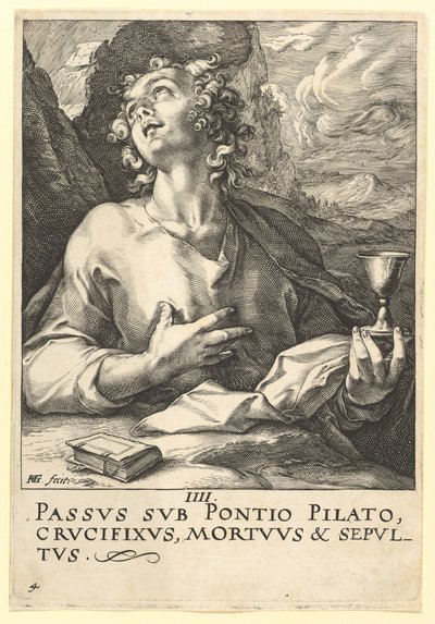 St. Johannes, fra Kristus, apostlene og St. Paulus med trosbekjennelsen, ca. 1589. av Hendrik Goltzius
