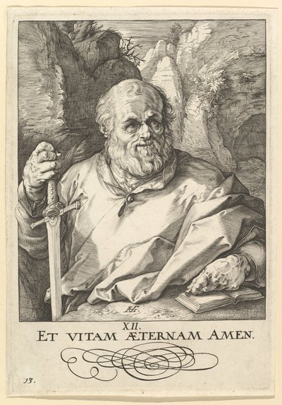 St. Mattias, fra Kristus, apostlene og St. Paulus med trosbekjennelsen, ca. 1589. av Hendrik Goltzius