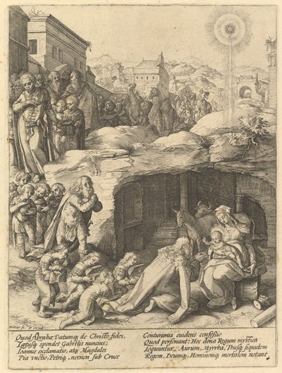 Tilbedelsen av magiene, ca. 1585. av Hendrik Goltzius