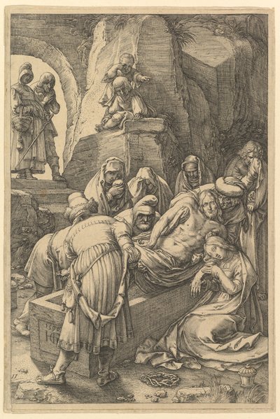 Gravleggingen, fra The Passion of Christ, 1596. av Hendrik Goltzius