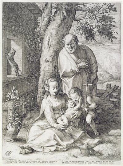 Den hellige familie med St. Johannes av Hendrik Goltzius