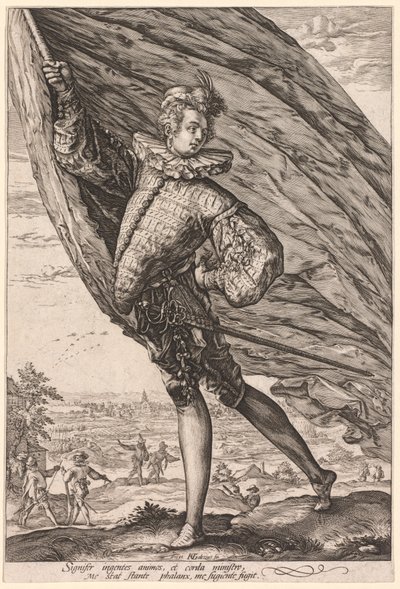 Fanebæreren, vendt mot venstre, 1587. av Hendrik Goltzius