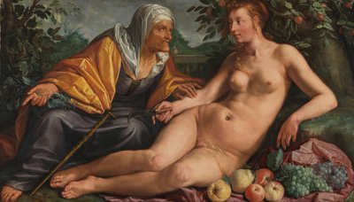 Vertumnus og Pomona, 1613 av Hendrik Goltzius