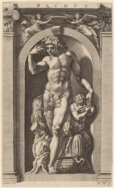 Bacchus av Hendrik Goltzius after Polidoro da Caravaggio