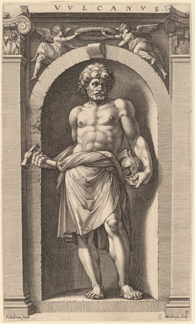 Vulkan av Hendrik Goltzius after Polidoro da Caravaggio