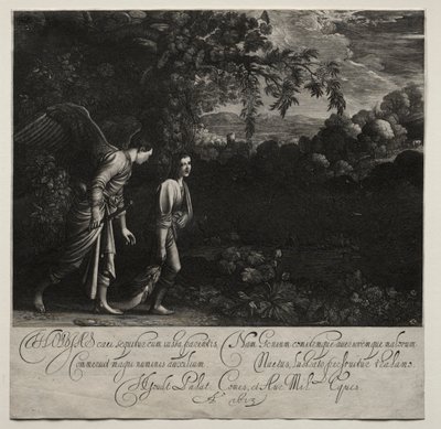 Tobias og engelen (stor tallerken) av Hendrik Goudt
