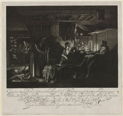 Jupiter og Merkur i huset til Filemon og Baucis av Hendrik Goudt after Adam Elsheimer