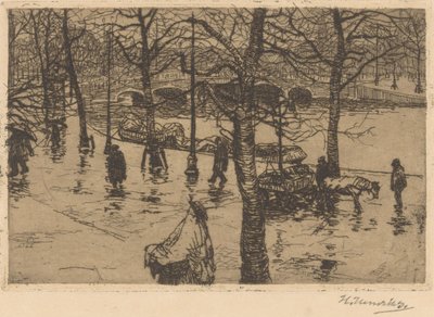 Kanal i regnvær av Hendrik Henrichs (signed by artist)