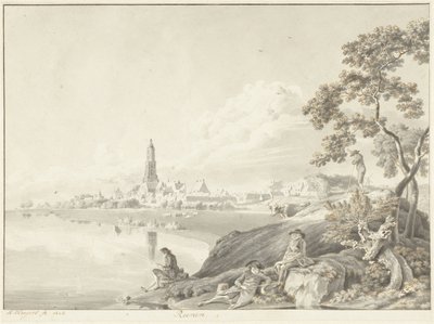 Utsikt over Rhenen Reenen (tittel på objekt) av Hendrik Hoogers