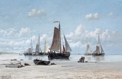 Fishing vessels on the beach, Zandvoort (oil on canvas)   1418021   no       norwegian Successfully Translated  Original: Group of children from Madras, showing mode of wearing jewellery, c.1870 (sepia photo) Translat: Group of children from Madras, showin av Hendrik Hulk