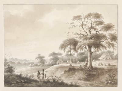Hus ved en elv av Hendrik Huygens