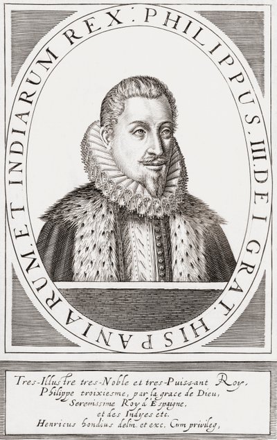 Kong Filip III av Spania og som Filip II, konge av Portugal, av Hendrik I (after) Hondius