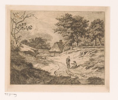 Landskap med en person som viser vei til en annen av Hendrik Jozef Franciscus van der Poorten