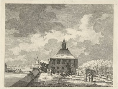 Sagging Muiderpoort, sett fra redutten, 1769 av Hendrik Keun